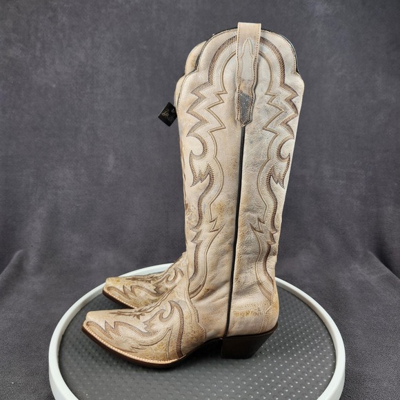 Dan Post Silvie Snip Toe Western Boots Womens Size 9 Bone Leather Tall DP4276 - Picture 5 of 14